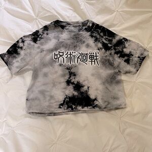 Black and White Jujutsu Kaisen Tie-Dye Graphic T-Shirt